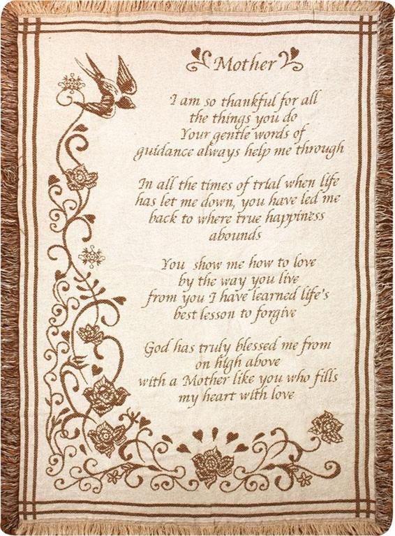 Mother...So Thankful 46X60 Tapestry Throw