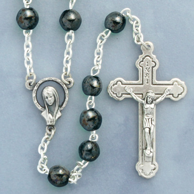 Rosary Glass Hematite 6mm Round