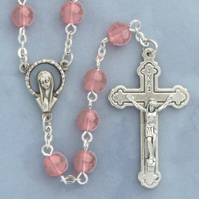 Rosary Glass Pink 6mm Round