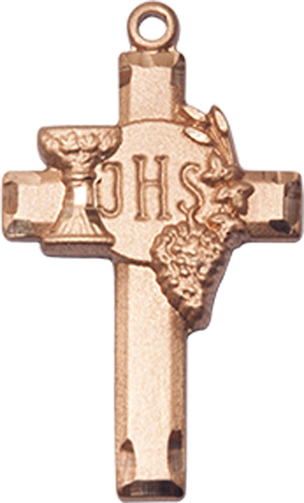 14kt Gold Filled Cross w/IHS Grapes Medal