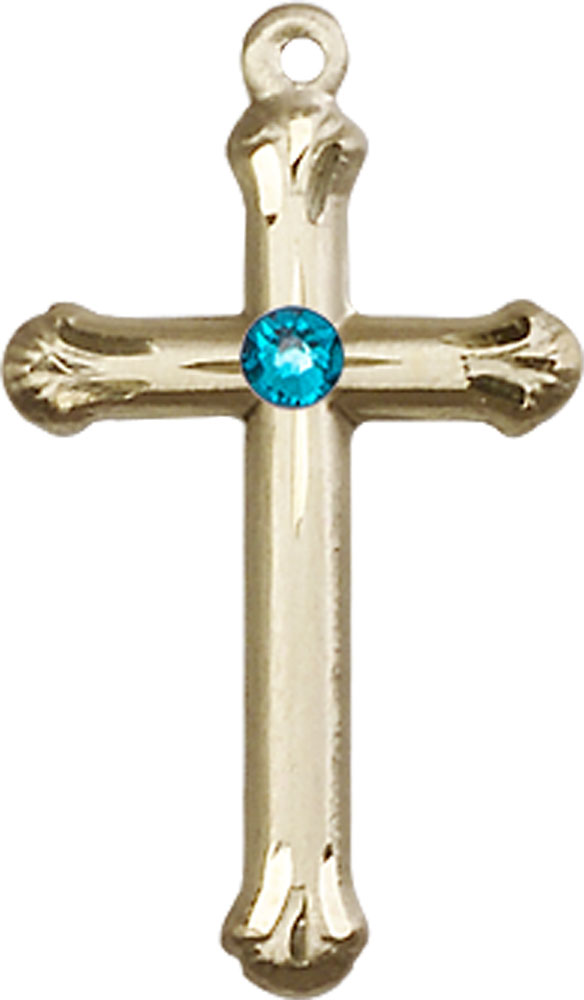 14kt Gold Filled Cross Medal with a 3mm Zircon Swarovski stone
