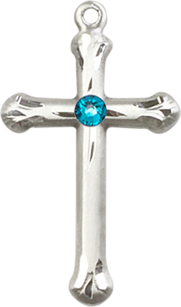 Sterling Silver Cross Medal with a 3mm Zircon Swarovski stone