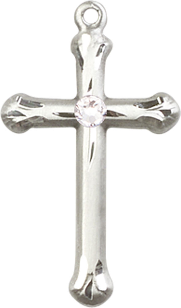 Sterling Silver Cross Medal with a 3mm Crystal Swarovski stone