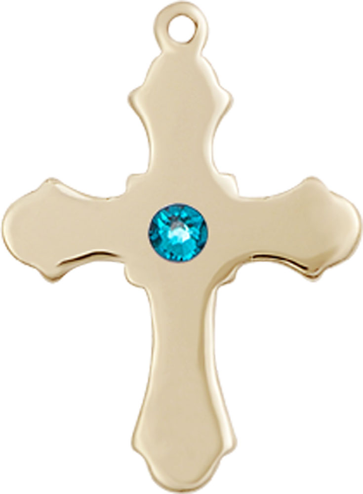 14kt Gold Filled Cross Medal with a 3mm Zircon Swarovski stone