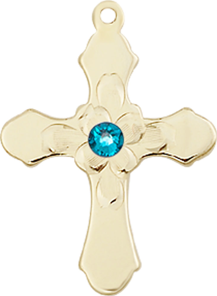 14kt Gold Filled Cross Medal with a 3mm Zircon Swarovski stone