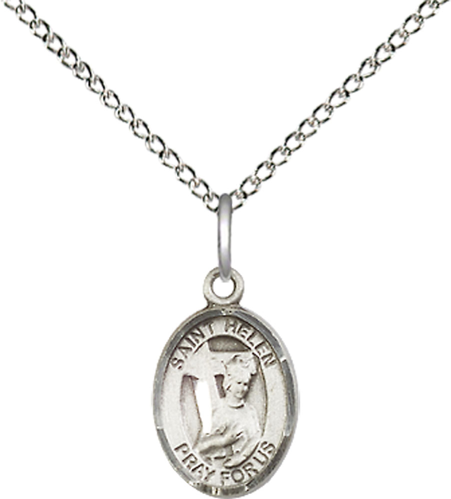 Sterling Silver Saint Helen Pendant on a 18 inch Sterling Silver Light Curb chain