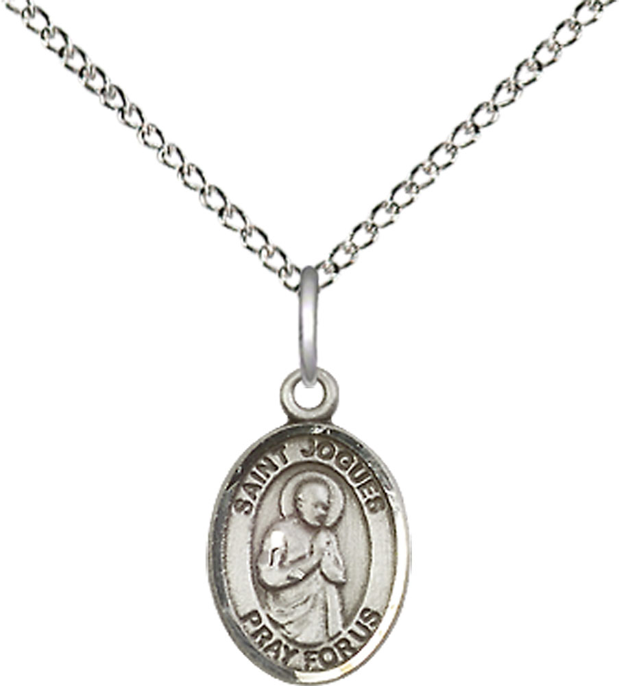 Sterling Silver Saint Isaac Jogues Pendant on a 18 inch Sterling Silver Light Curb chain