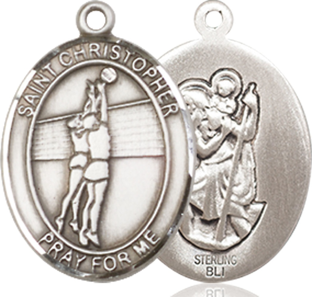 Sterling Silver Saint Christopher Volleyball Medal
