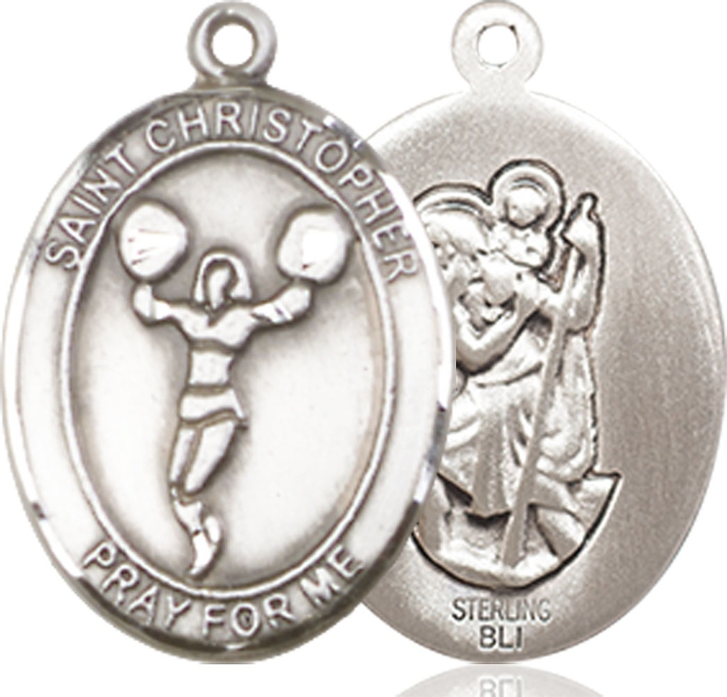 Sterling Silver Saint Christopher Cheerleading Medal