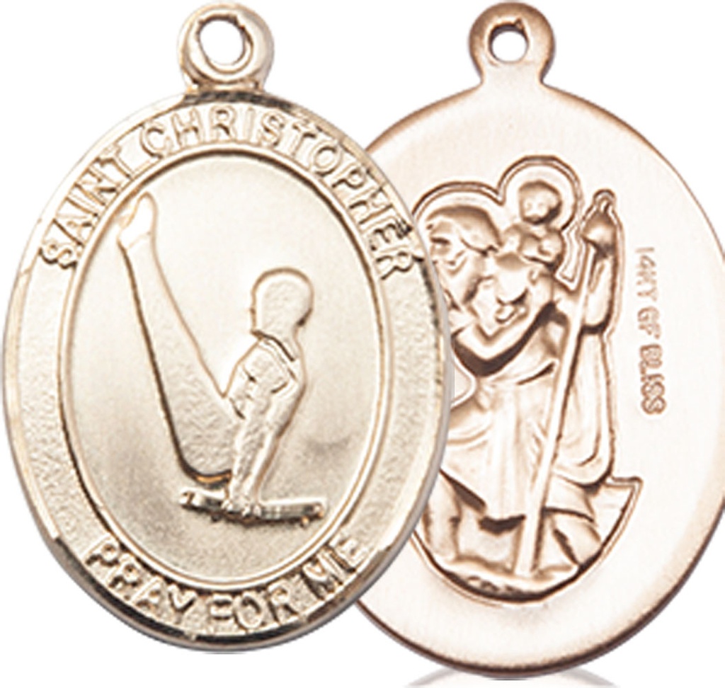 14kt Gold Filled Saint Christopher Gymnastics Medal