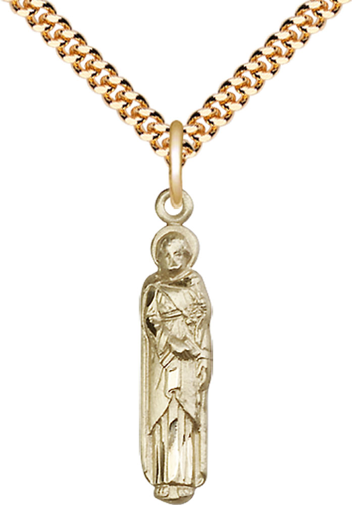 14kt Gold Filled Saint Joseph Pendant on a 24 inch Gold Plate Heavy Curb chain