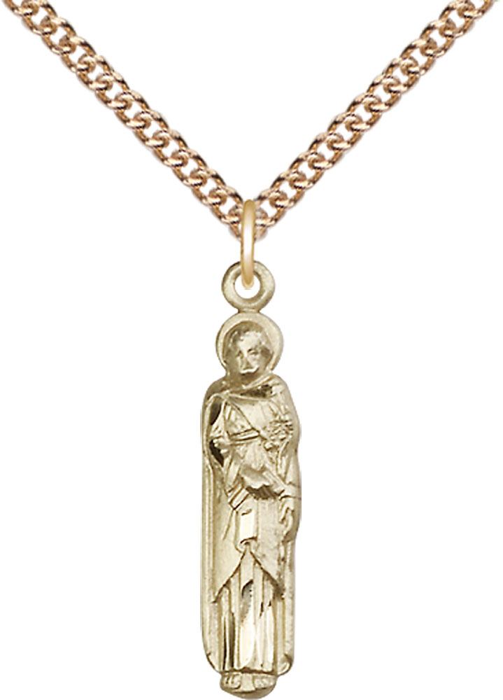 14kt Gold Filled Saint Joseph Pendant on a 24 inch Gold Filled Heavy Curb chain