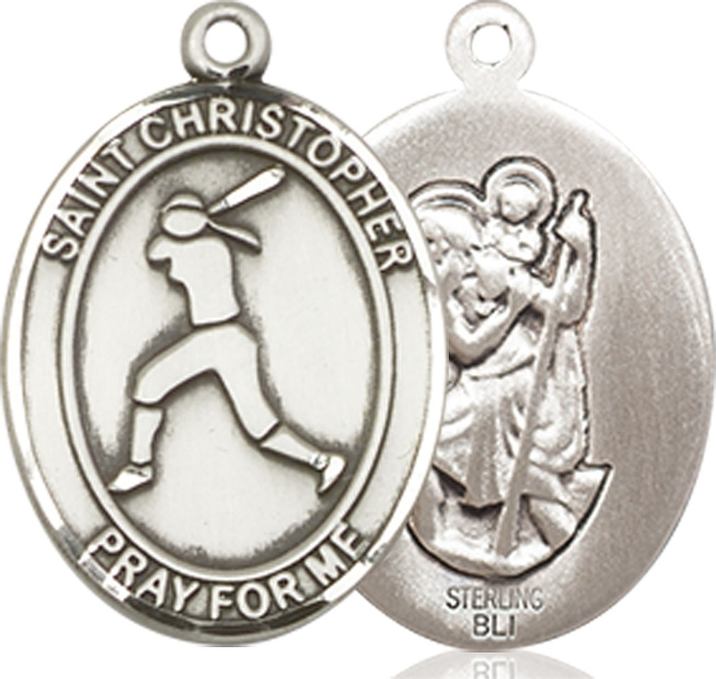 Sterling Silver Saint Christopher Softball Medal