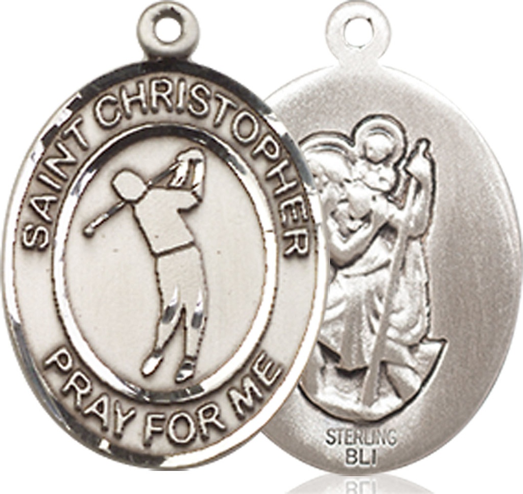 Sterling Silver Saint Christopher Golf Medal