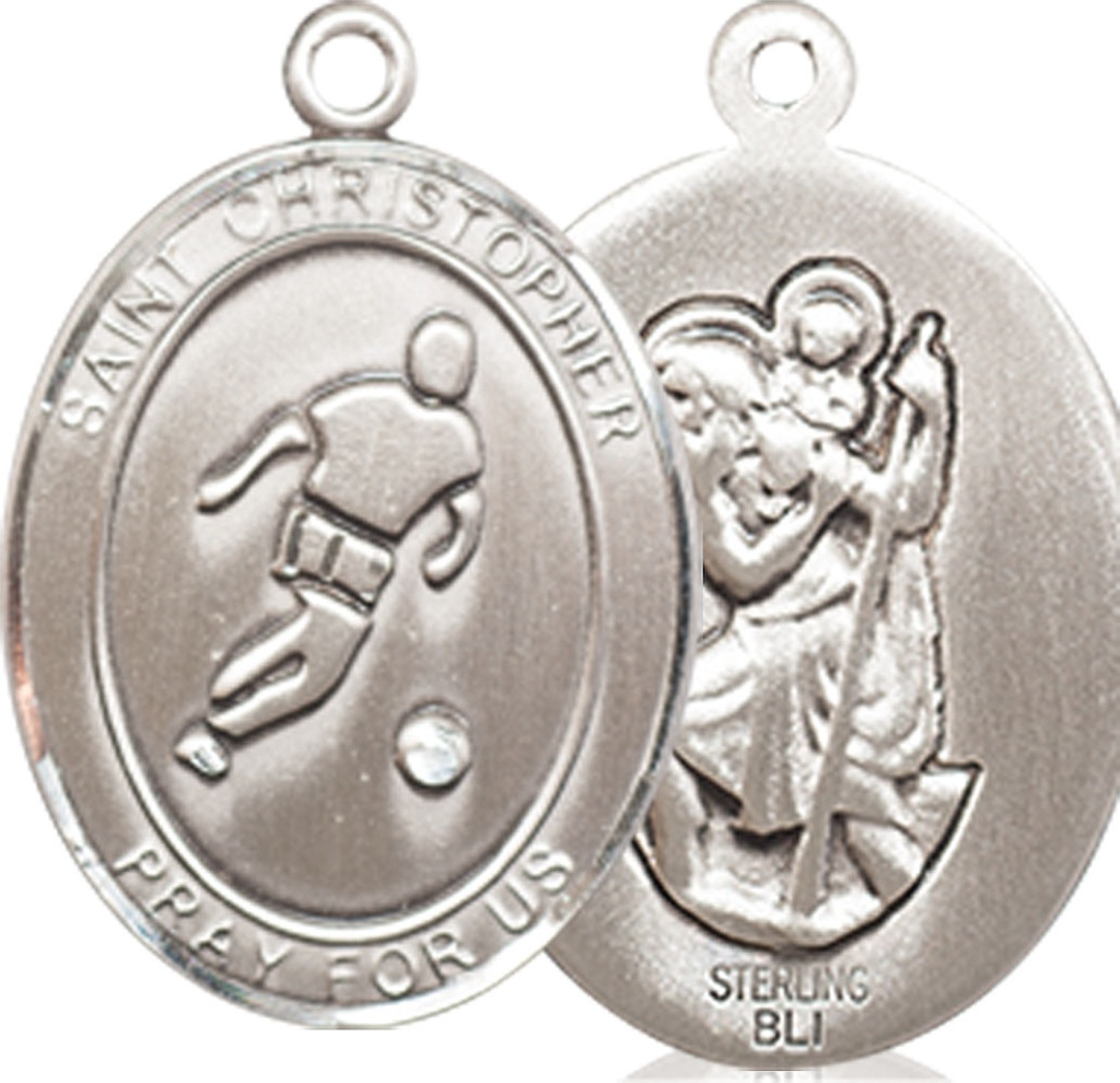 Sterling Silver Saint Christopher Soccer Medal