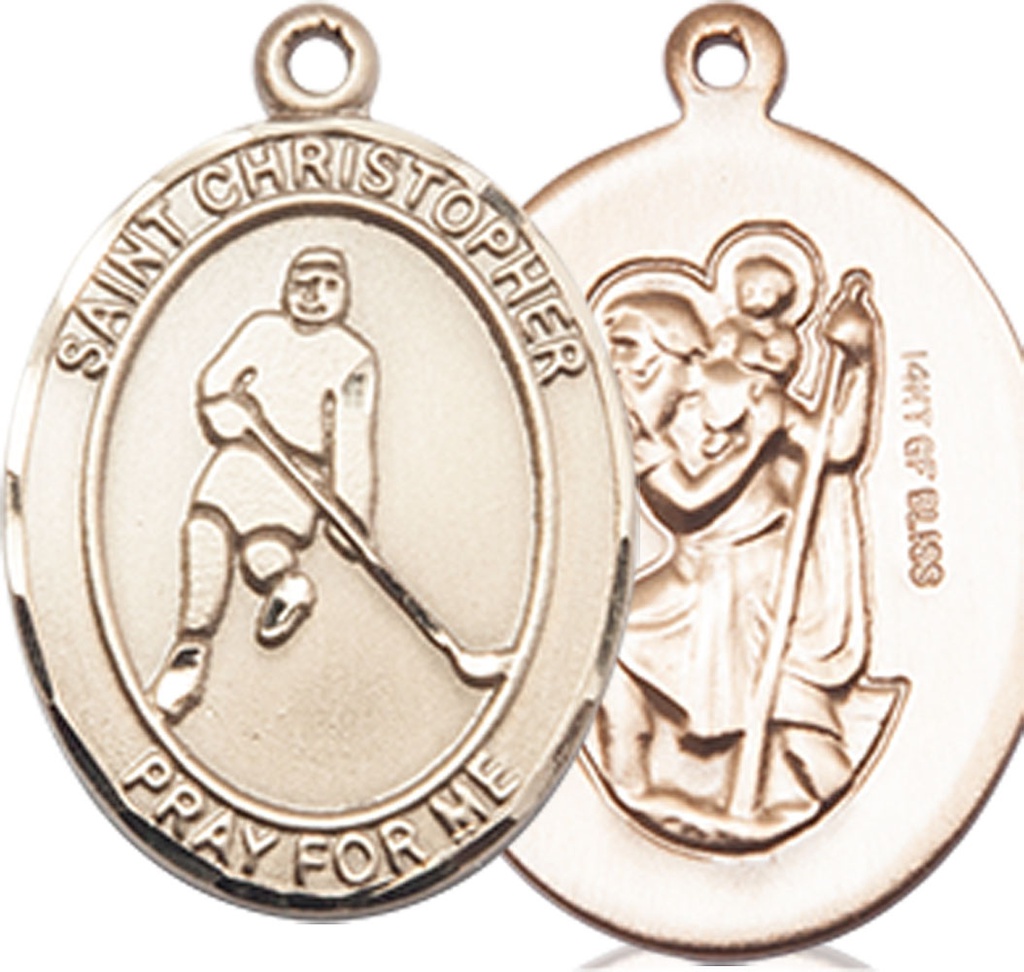 14kt Gold Filled Saint Christopher Ice Hockey Medal