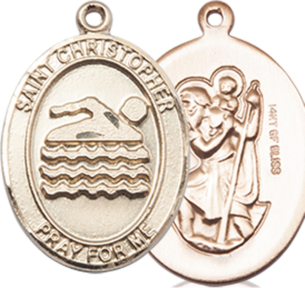 14kt Gold Filled Saint Christopher Swimming Medal