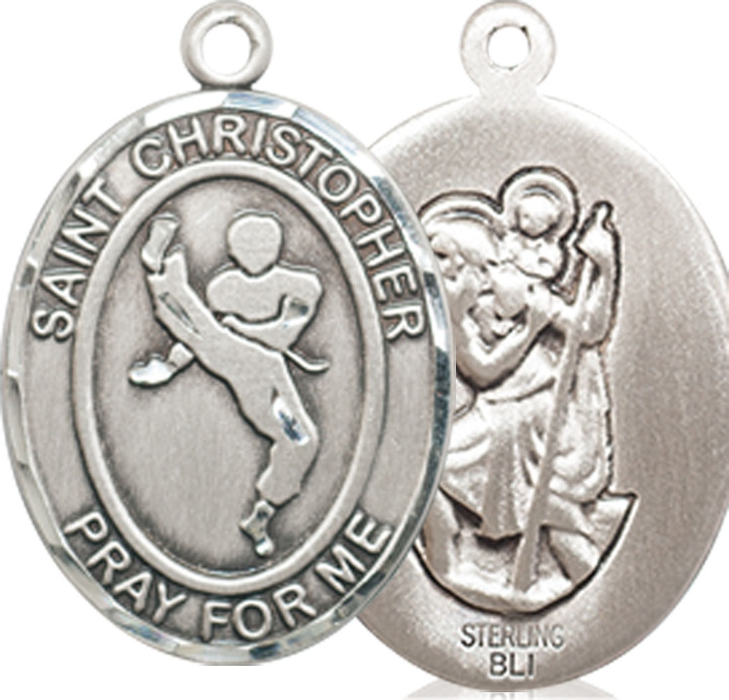 Sterling Silver Saint Christopher Martial Arts Medal