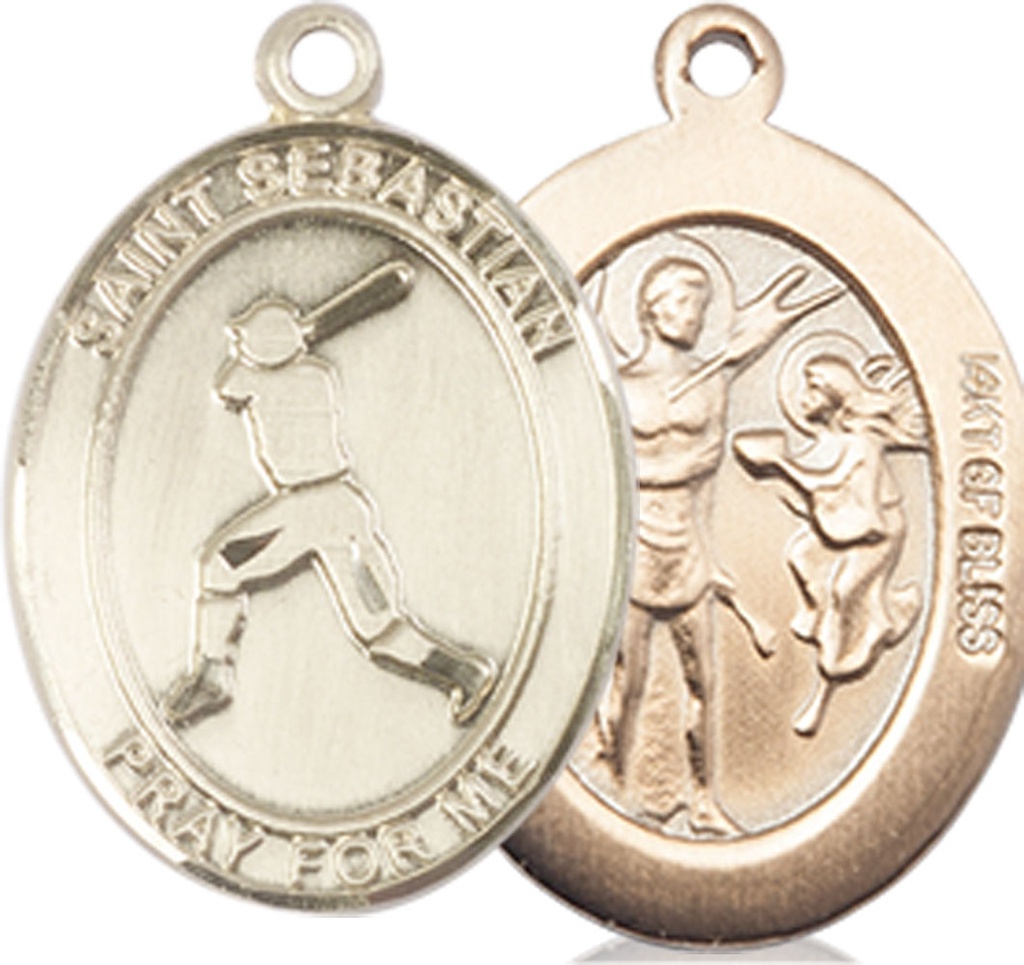 14kt Gold Filled Saint Sebastian Baseball Medal