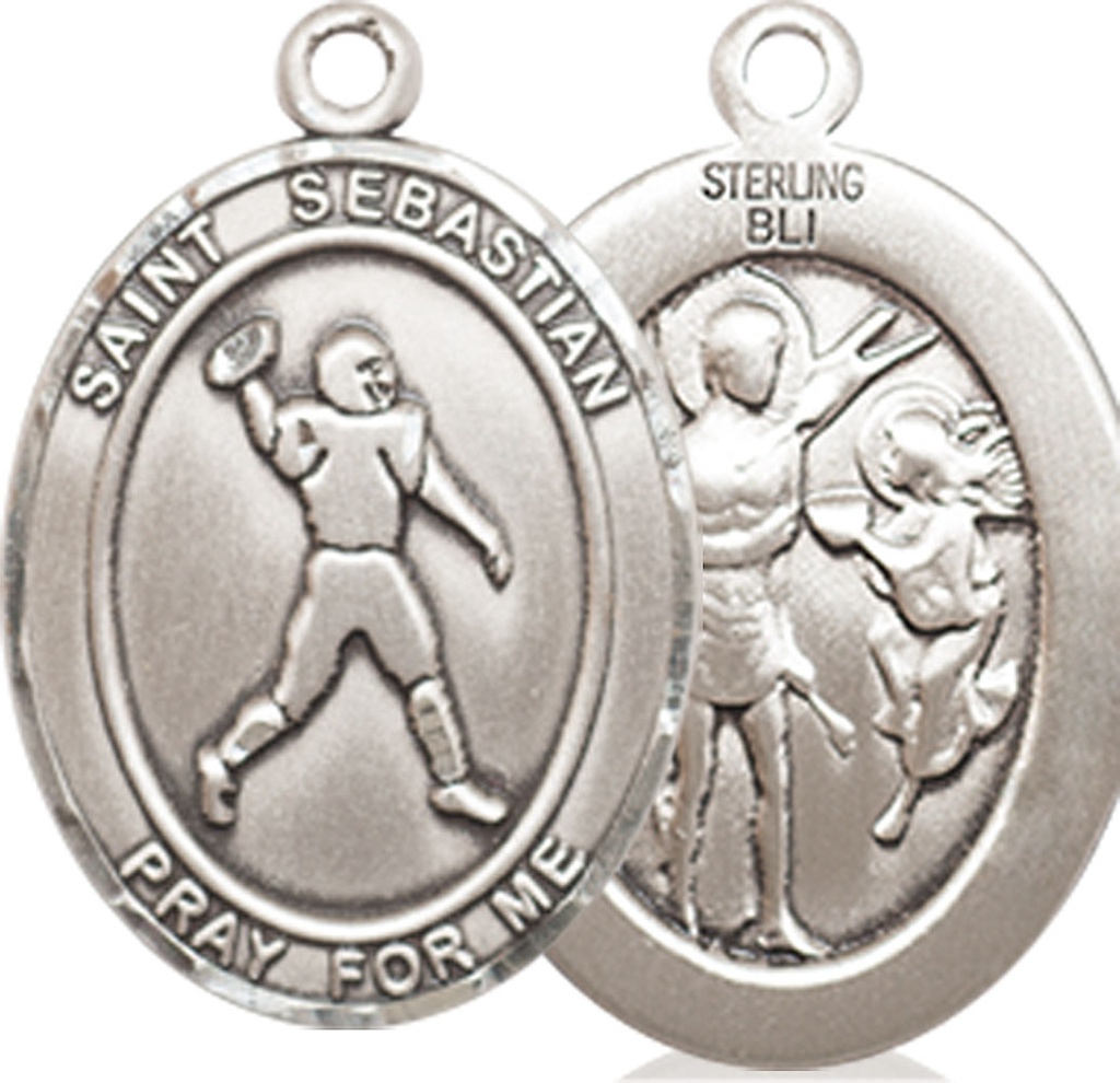 Sterling Silver Saint Sebastian Football Medal