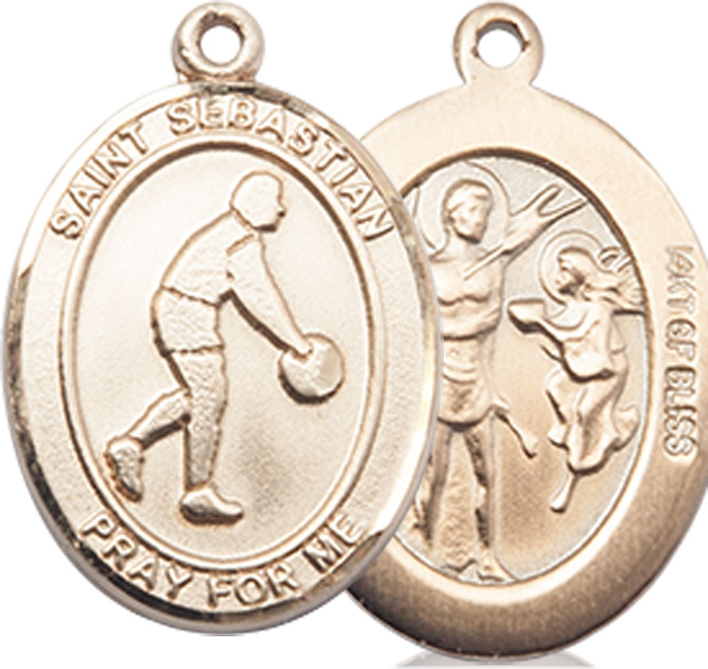 14kt Gold Filled Saint Sebastian Basketball Medal