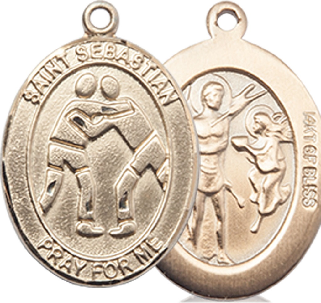14kt Gold Filled Saint Sebastian Wrestling Medal