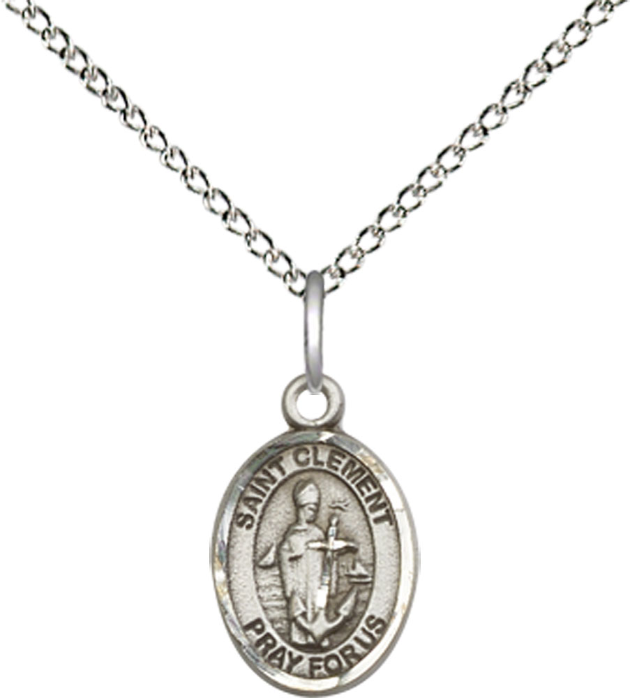 Sterling Silver Saint Clement Pendant on a 18 inch Sterling Silver Light Curb chain