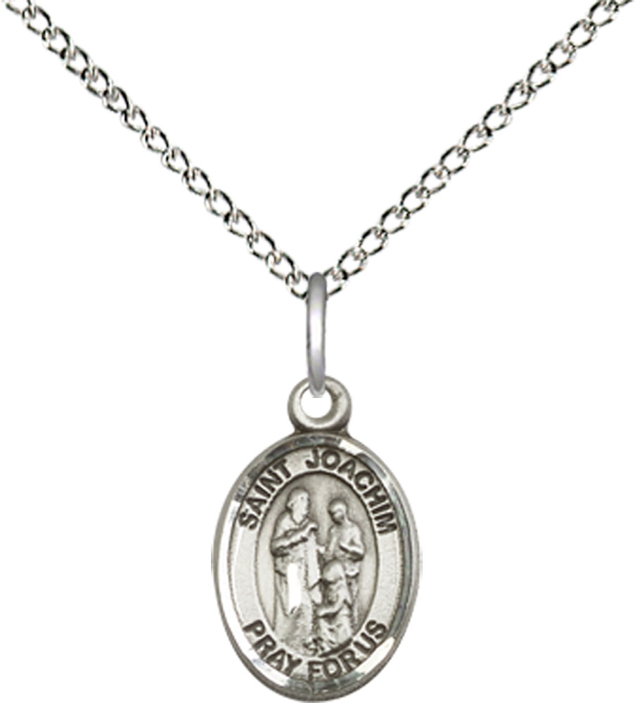 Sterling Silver Saint Joachim Pendant on a 18 inch Sterling Silver Light Curb chain