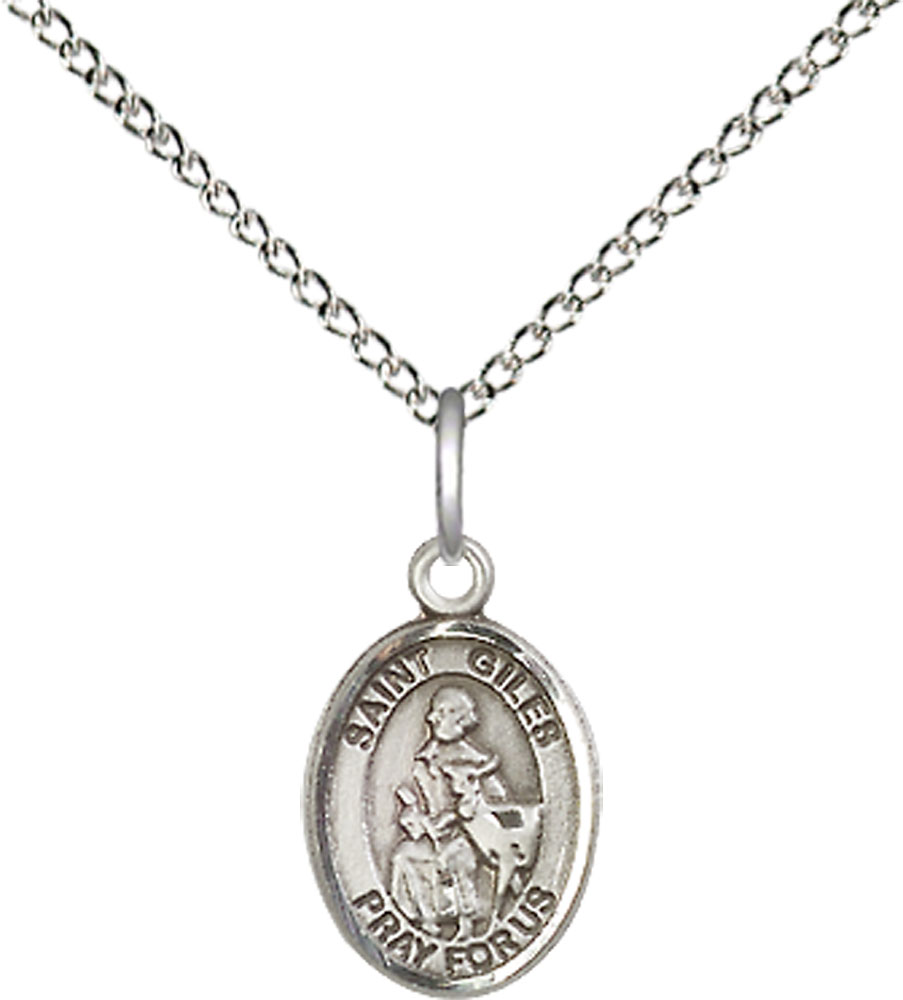 Sterling Silver Saint Giles Pendant on a 18 inch Sterling Silver Light Curb chain