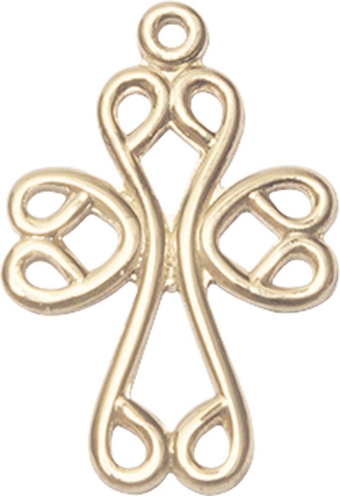 14kt Gold Filled Scroll Cross Medal