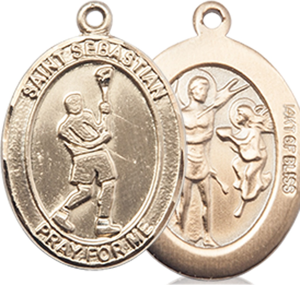 14kt Gold Filled Saint Sebastian Lacrosse Medal