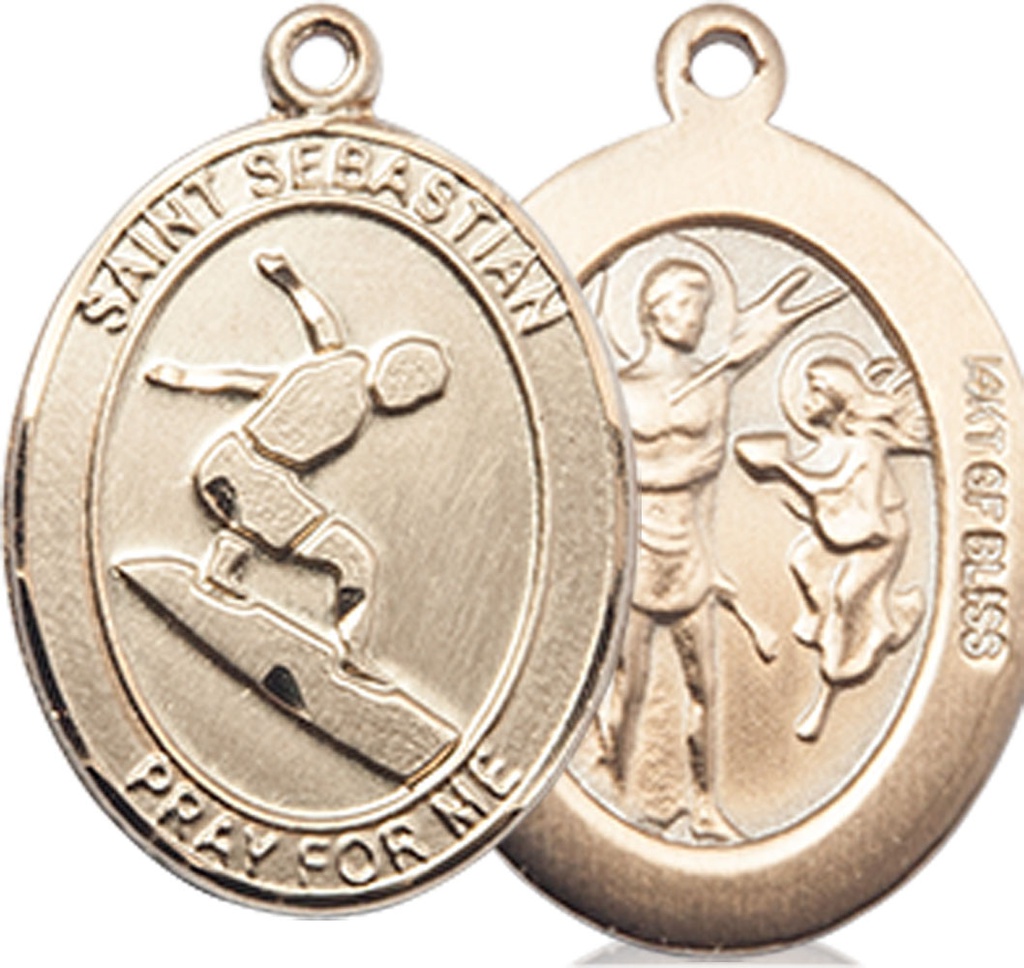 14kt Gold Filled Saint Sebastian Surfing Medal