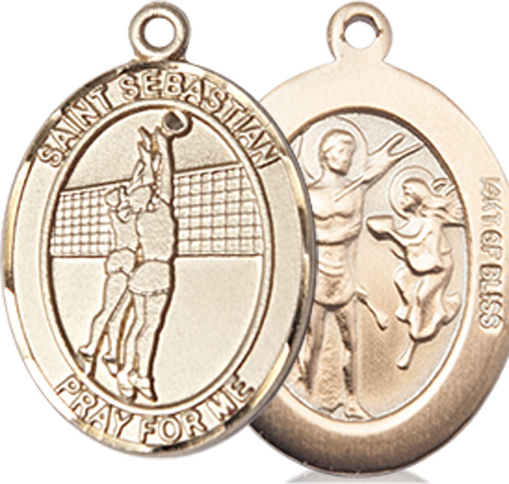 14kt Gold Filled Saint Sebastian Volleyball Medal