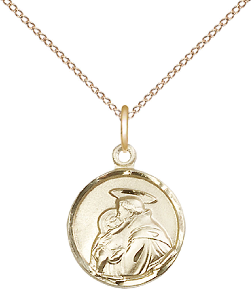 14kt Gold Filled Saint Anthony Pendant on a 18 inch Gold Filled Light Curb chain