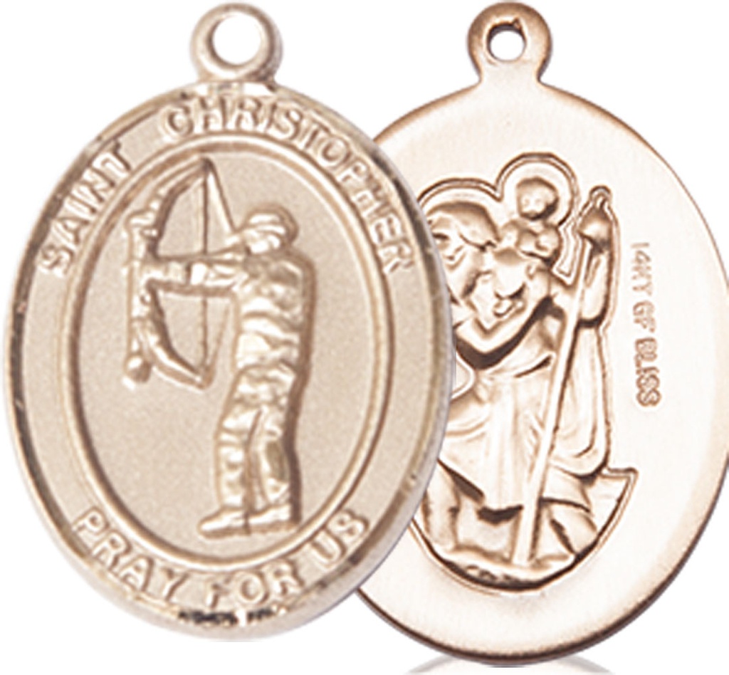 14kt Gold Filled Saint Christopher Archery Medal