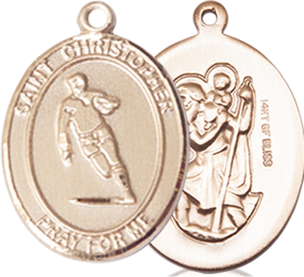 14kt Gold Filled Saint Christopher Rugby Medal
