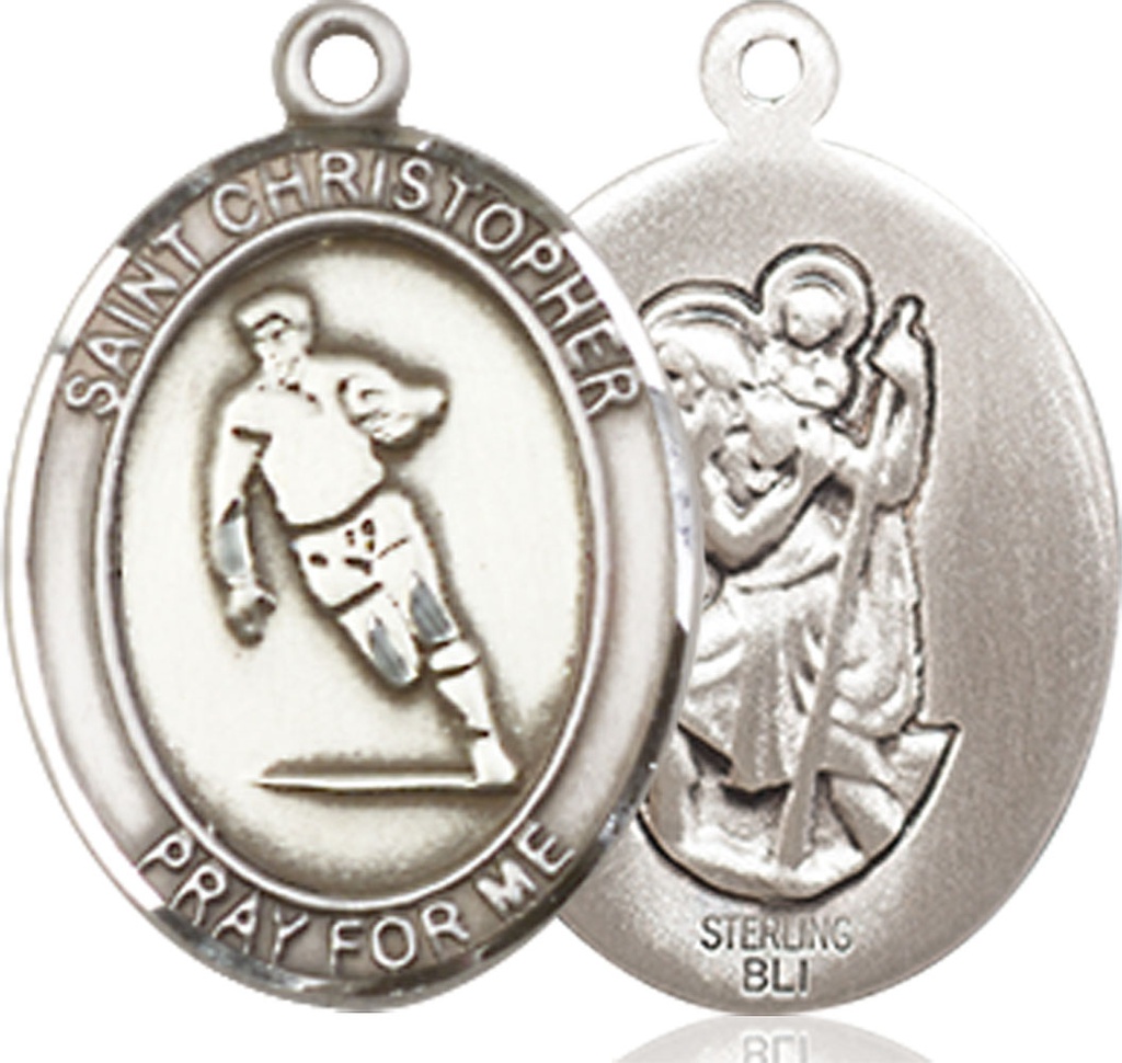 Sterling Silver Saint Christopher Rugby Medal