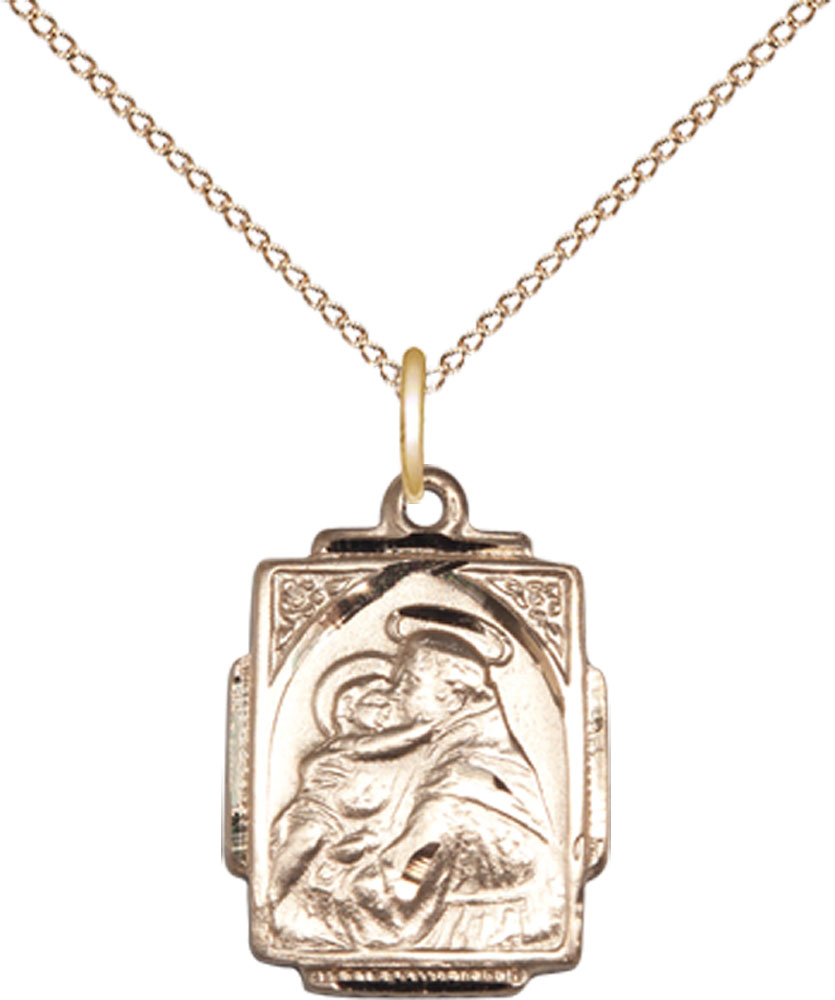14kt Gold Filled Saint Anthony Pendant on a 18 inch Gold Filled Light Curb chain