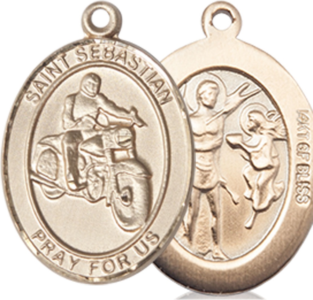 14kt Gold Filled Saint Sebastian Motorcycle Medal
