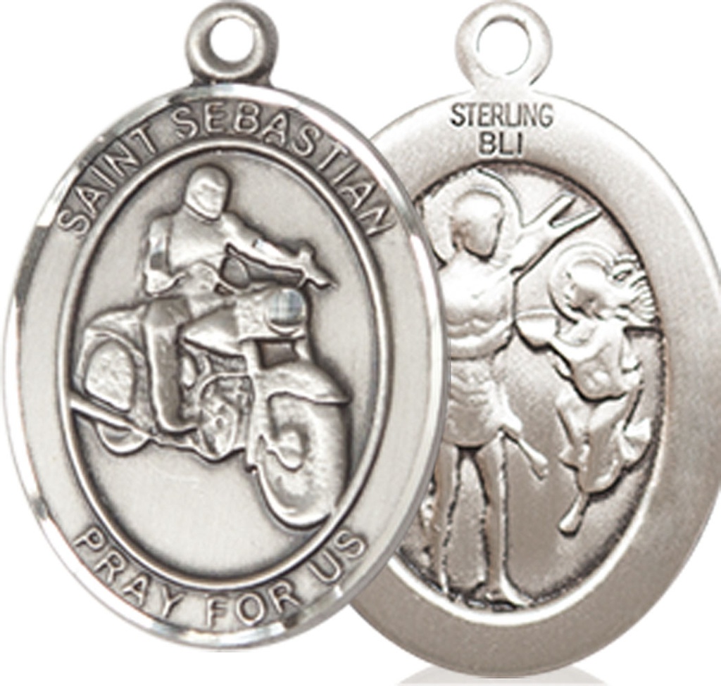 Sterling Silver Saint Sebastian Motorcycle Medal