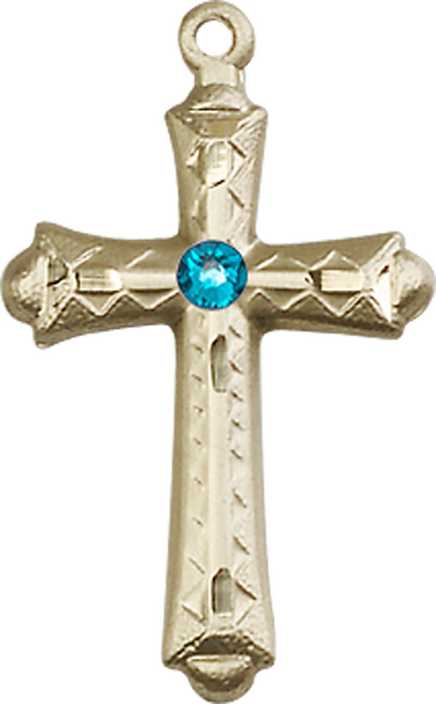 14kt Gold Filled Cross Medal with a 3mm Zircon Swarovski stone