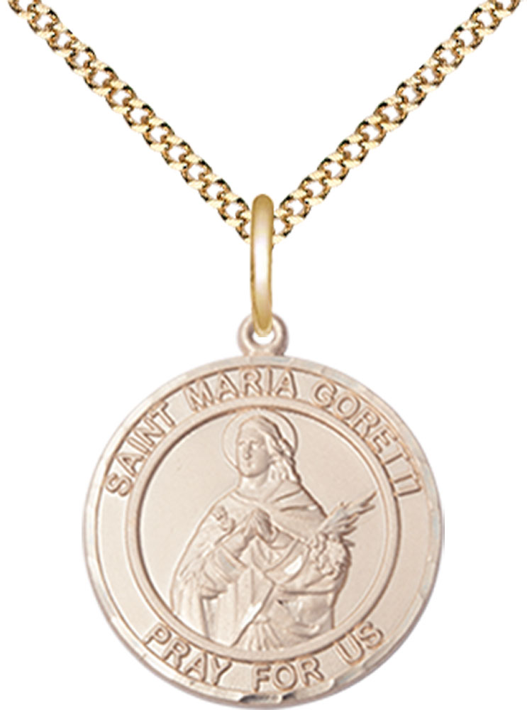 14kt Gold Filled Saint Maria Goretti Pendant on a 18 inch Gold Plate Light Curb chain