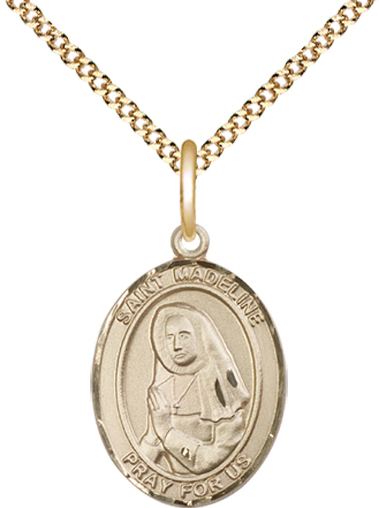 14kt Gold Filled Saint Madeline Sophie Barat Pendant on a 18 inch Gold Plate Light Curb chain