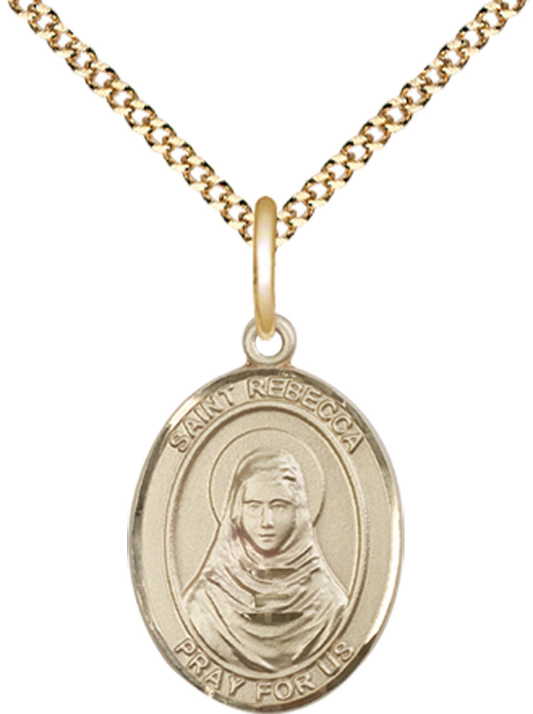 14kt Gold Filled Saint Rebecca Pendant on a 18 inch Gold Plate Light Curb chain