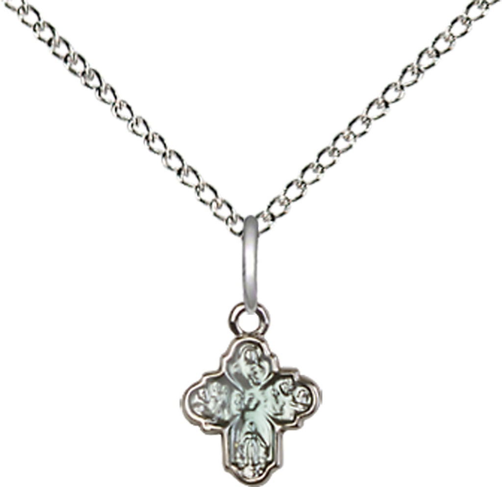 Sterling Silver 4-Way Pendant on a 18 inch Sterling Silver Light Curb chain