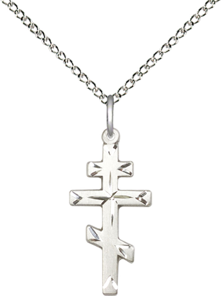 Sterling Silver Saint Andrew Cross Pendant on a 18 inch Sterling Silver Light Curb chain