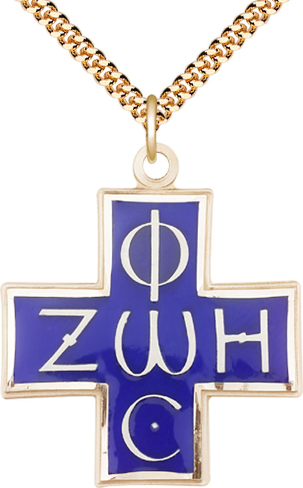 14kt Gold Filled Light &amp; Life Pendant on a 24 inch Gold Plate Heavy Curb chain