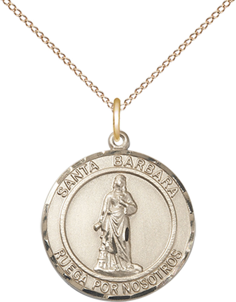 14kt Gold Filled Santa Barbara Pendant on a 18 inch Gold Filled Light Curb chain