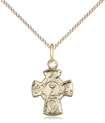 14kt Gold Filled 5-Way / Chalice Pendant on a 18 inch Gold Filled Light Curb chain