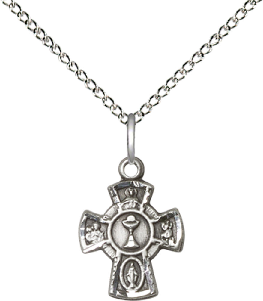 Sterling Silver 5-Way / Chalice Pendant on a 18 inch Sterling Silver Light Curb chain